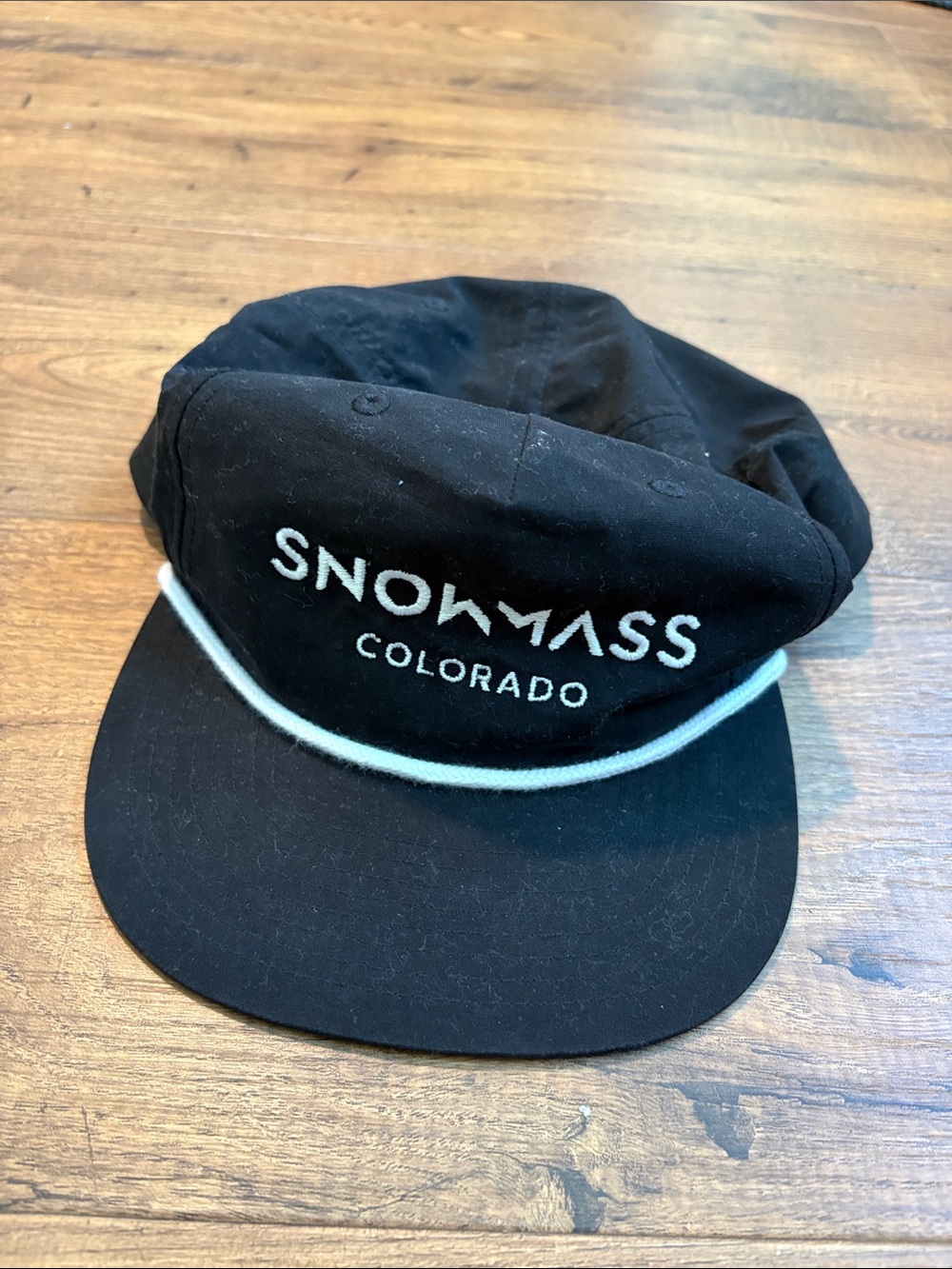 Snowmass Colorado Black Rope-Trim Cap
